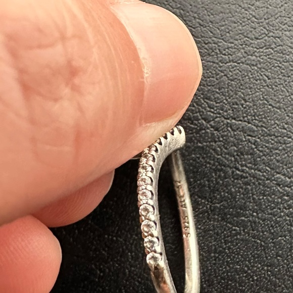 Pandora Sterling Silver with Cubic Zirconia Antique Style Wishbone Ring - Picture 5 of 7